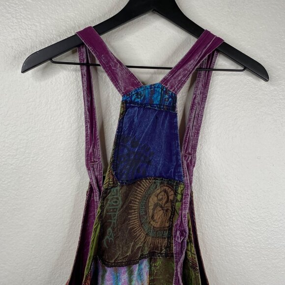 Kathmandu Imports Overalls Jumpsuit Joggers Patchwork Boho Hippie Festival OS - Picture 7 of 11